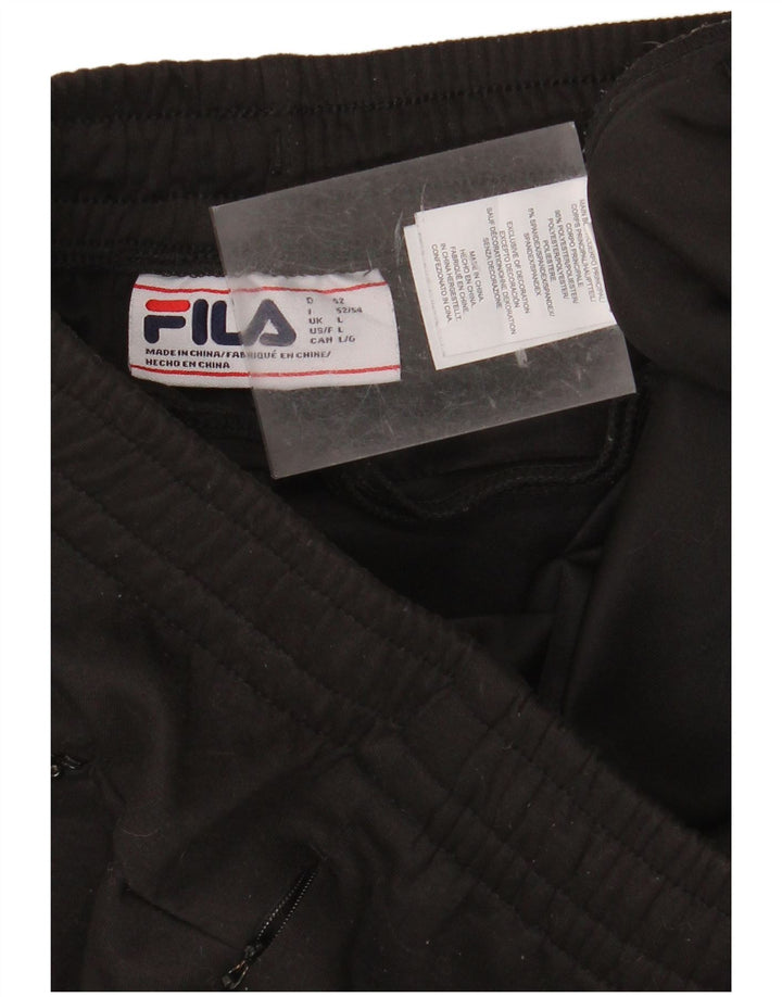 Calça de treino masculina FILA Joggers grande poliéster preto