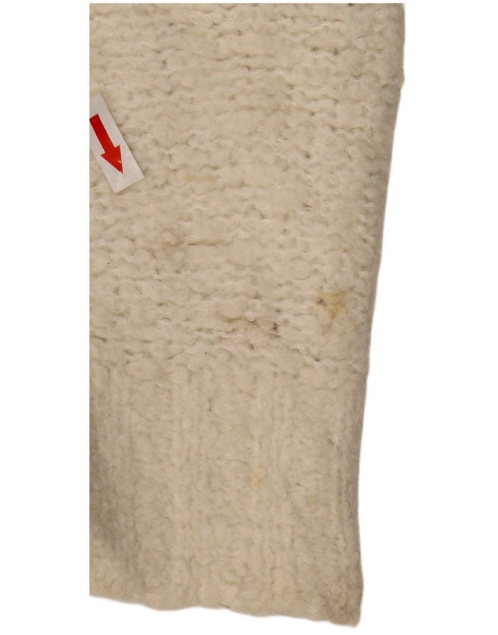 Suéter feminino vintage com gola canoa grande Reino Unido 14 médio branco
