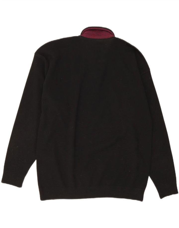NORTH POLE Mens Polo Neck Jumper Sweater XL Black Floral Virgin Wool Vintage North Pole and Second-Hand North Pole from Messina Hembry 