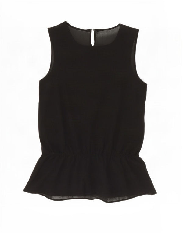 Blusa feminina sem mangas Zara Top UK 6 XS preto poliéster