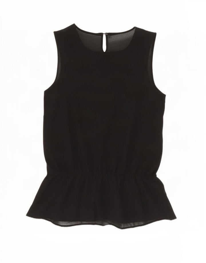 Blusa feminina sem mangas Zara Top UK 6 XS preto poliéster