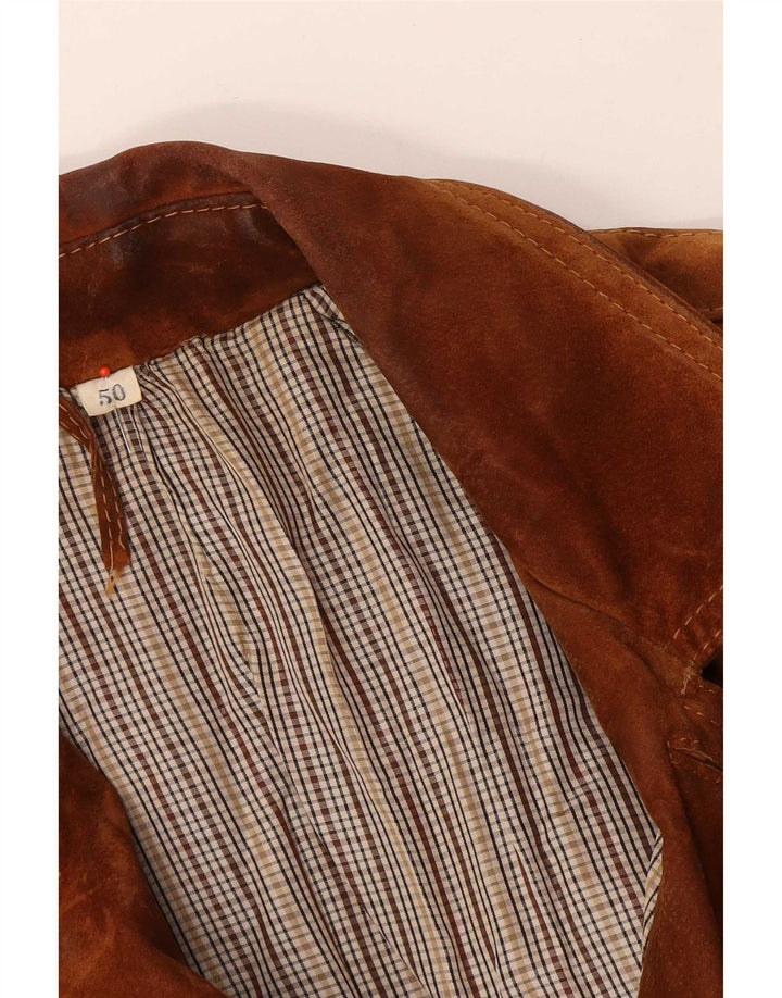 Jaqueta masculina vintage de camurça IT 50 grande bege
