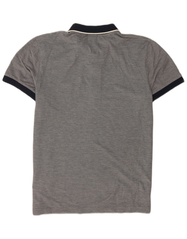 Camisa polo masculina Hugo Boss manga curta slim fit grande algodão manchado cinza