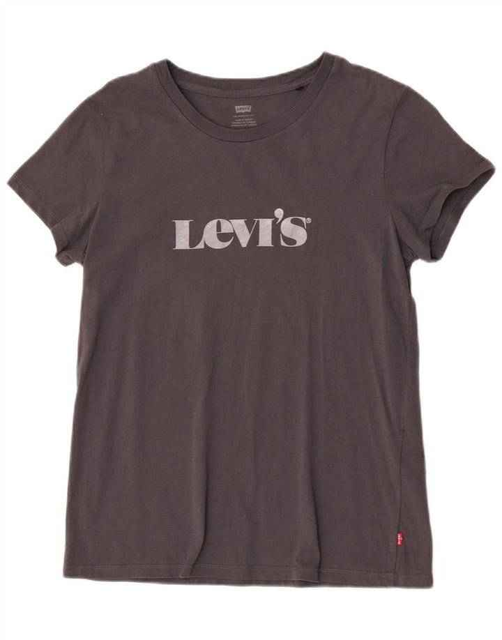 Camiseta feminina gráfica Levi's Top UK 12 algodão cinza médio