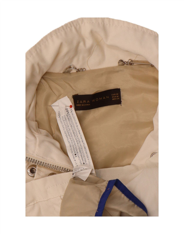 Jaqueta utilitária feminina Zara UK 12 médio off white nylon