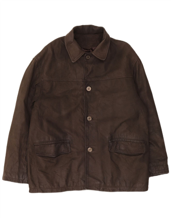 Jaqueta de couro masculina Clinton UK 40 grande couro marrom