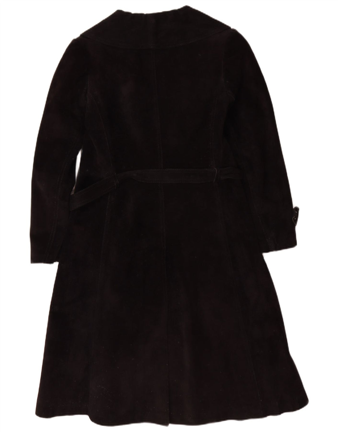 Casaco feminino vintage de shearling UK 10 pequeno couro preto