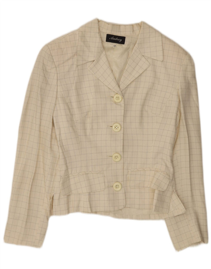 Jaqueta blazer feminina vintage com 4 botões IT 44 médio esbranquiçado viscose