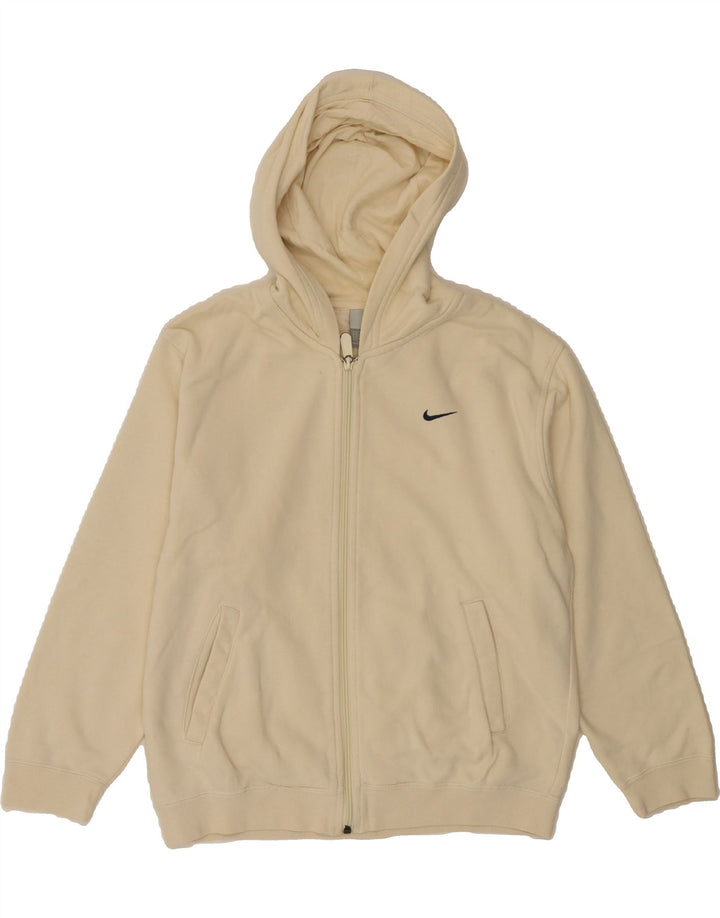 NIKE Girls Zip Hoodie Sweater 11-12 Years Medium  Off White Cotton Vintage Nike and Second-Hand Nike from Messina Hembry 