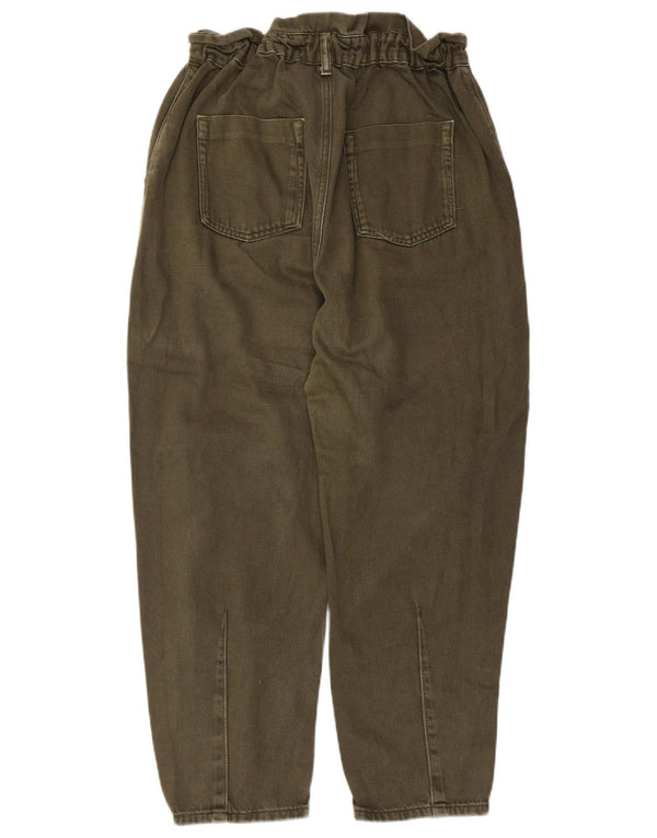 Calça jeans feminina Zara cintura alta cortada EU 30 médio W30 L25 algodão verde