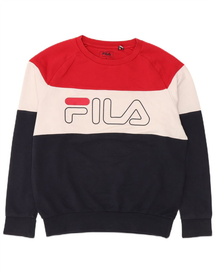 FILA Moletom Gráfico Masculino Jumper Pequeno Multicolorido Colorblock