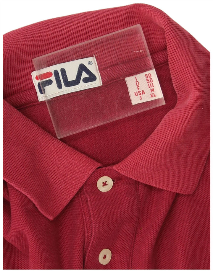 Camisa polo masculina Fila IT 50 algodão vermelho médio