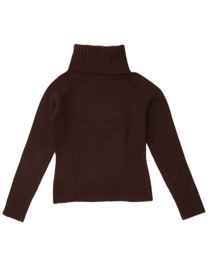 Suéter feminino Zara com gola redonda Reino Unido 10 pequeno acrílico marrom