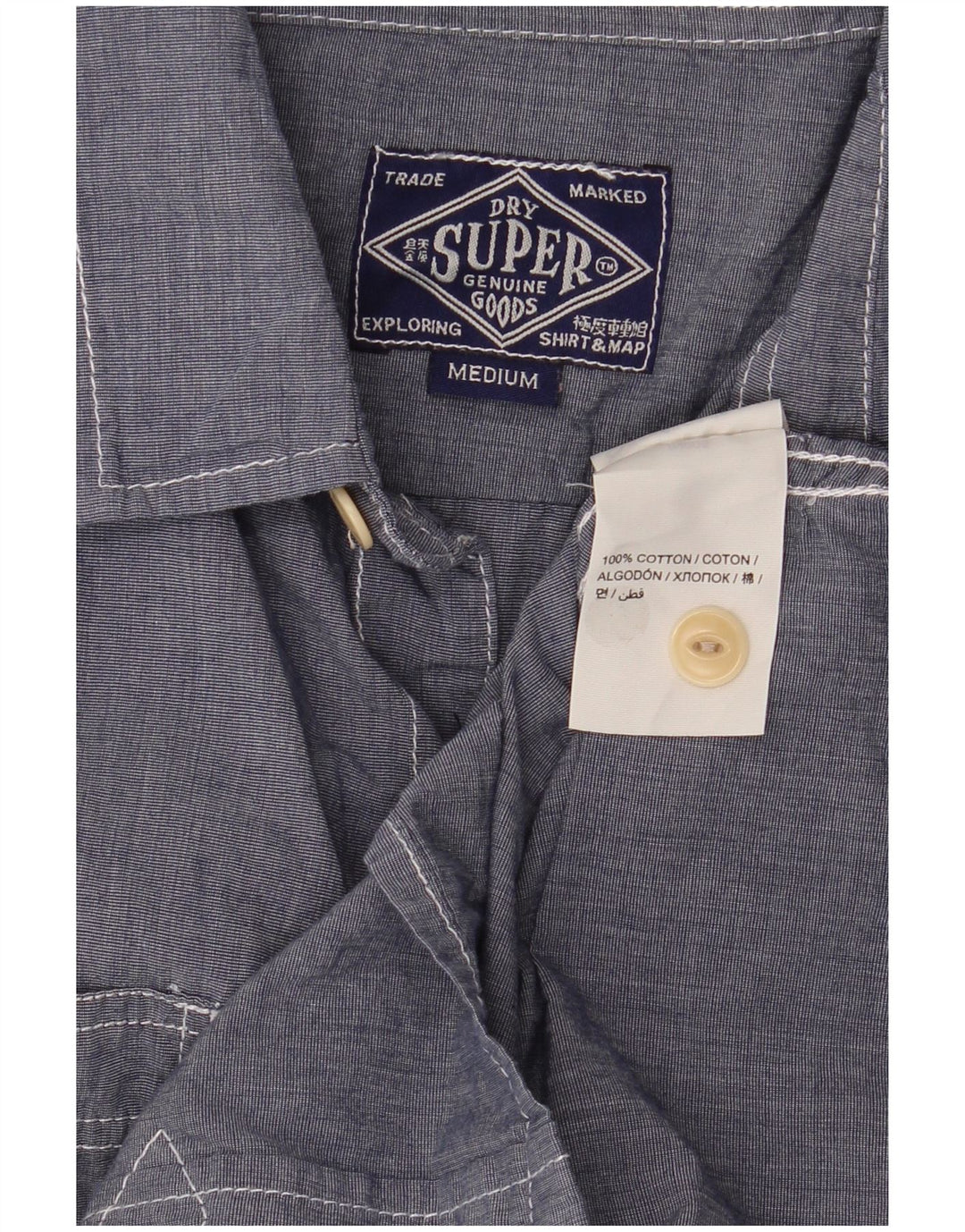 Camisa masculina Superdry algodão azul médio