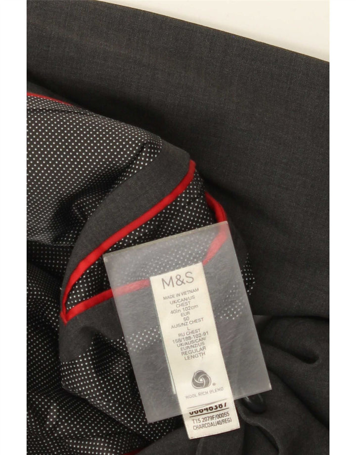 Jaqueta blazer masculina de 2 botões Marks & Spencer Reino Unido 40 lã cinza médio