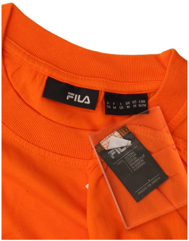 Camiseta masculina gráfica FILA Top médio algodão laranja