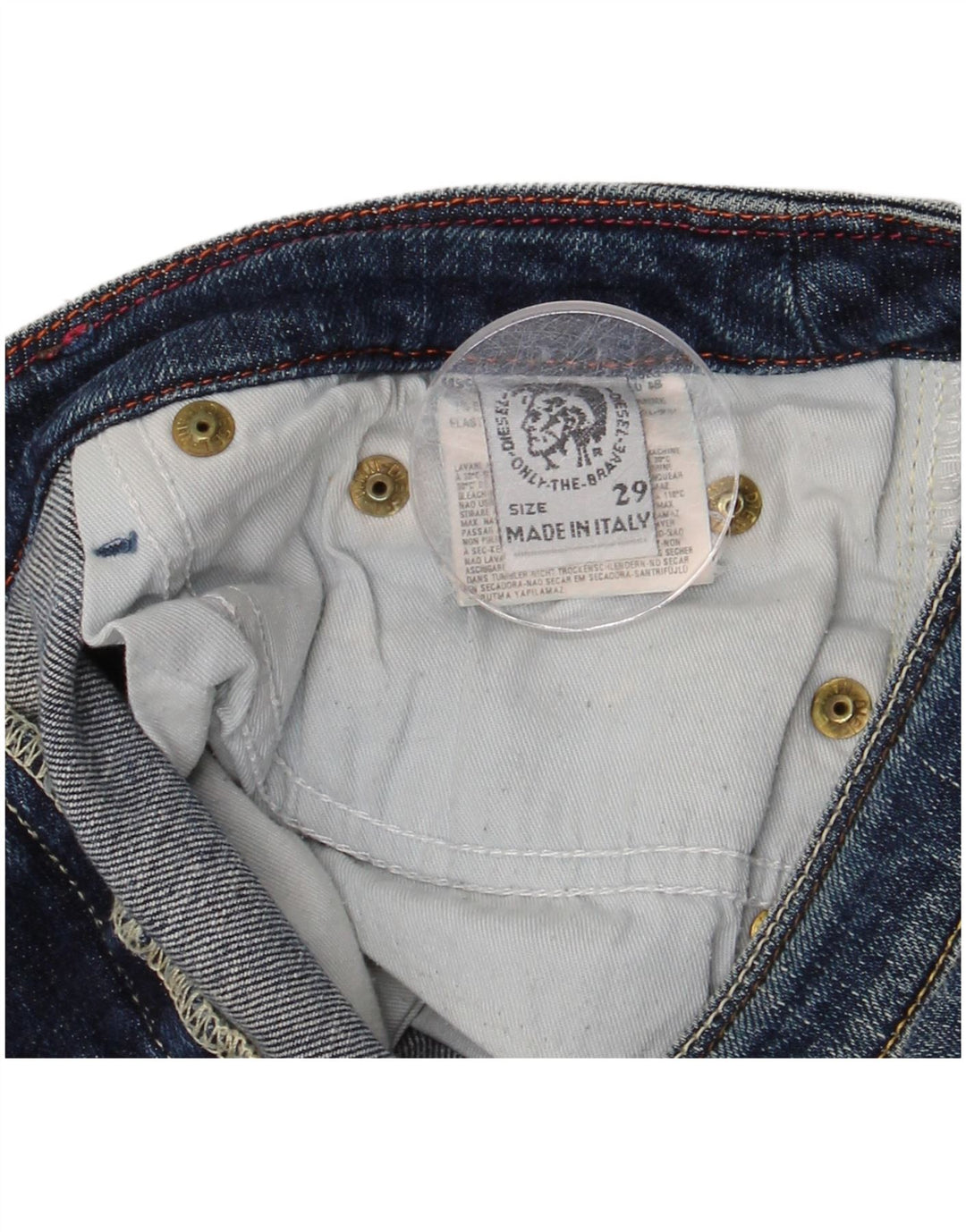 DIESEL Calça jeans reta feminina desgastada W29 L33 algodão azul