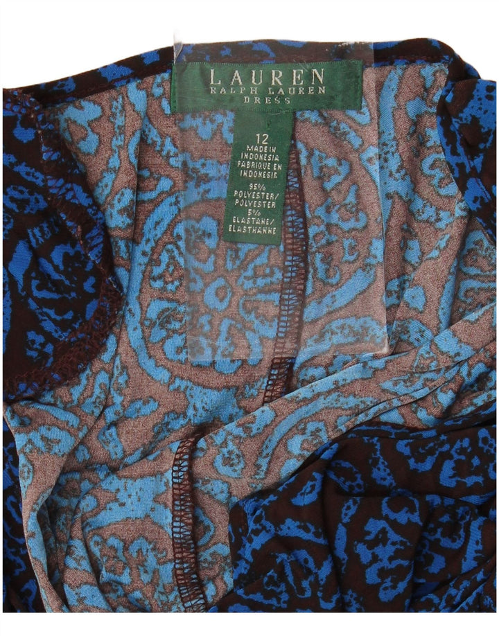 Vestido feminino RALPH LAUREN com bainha sem mangas EUA 12 grande azul floral