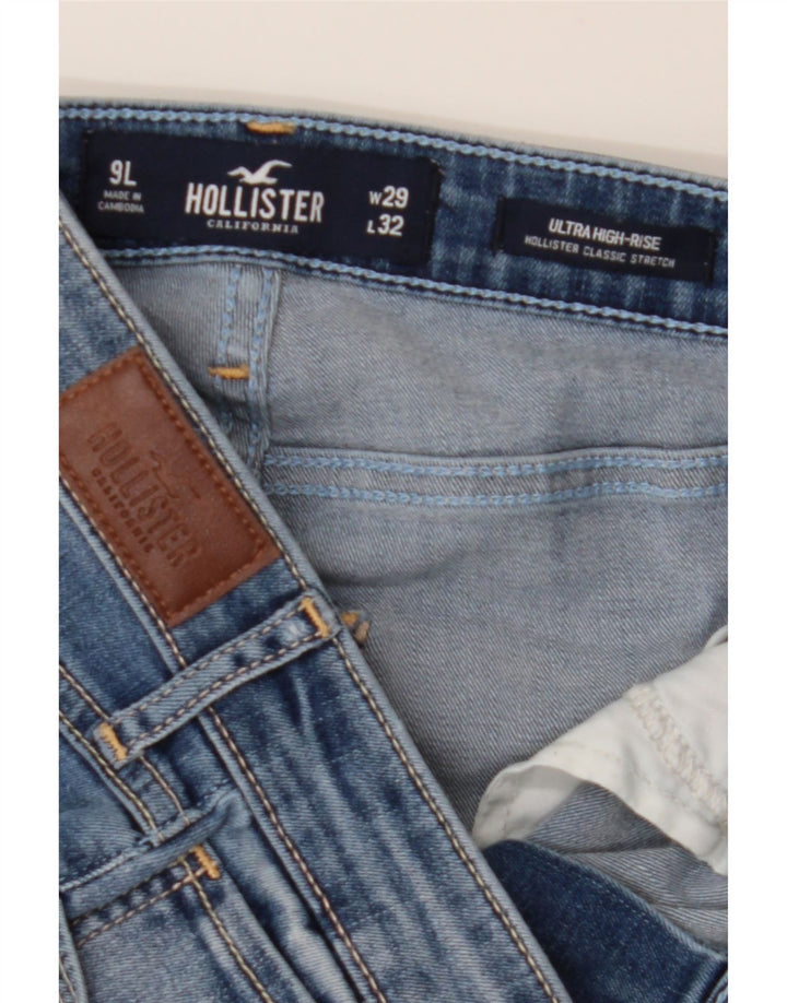 HOLLISTER Jeans skinny feminino desgastado US 9 médio W29 L32 algodão azul