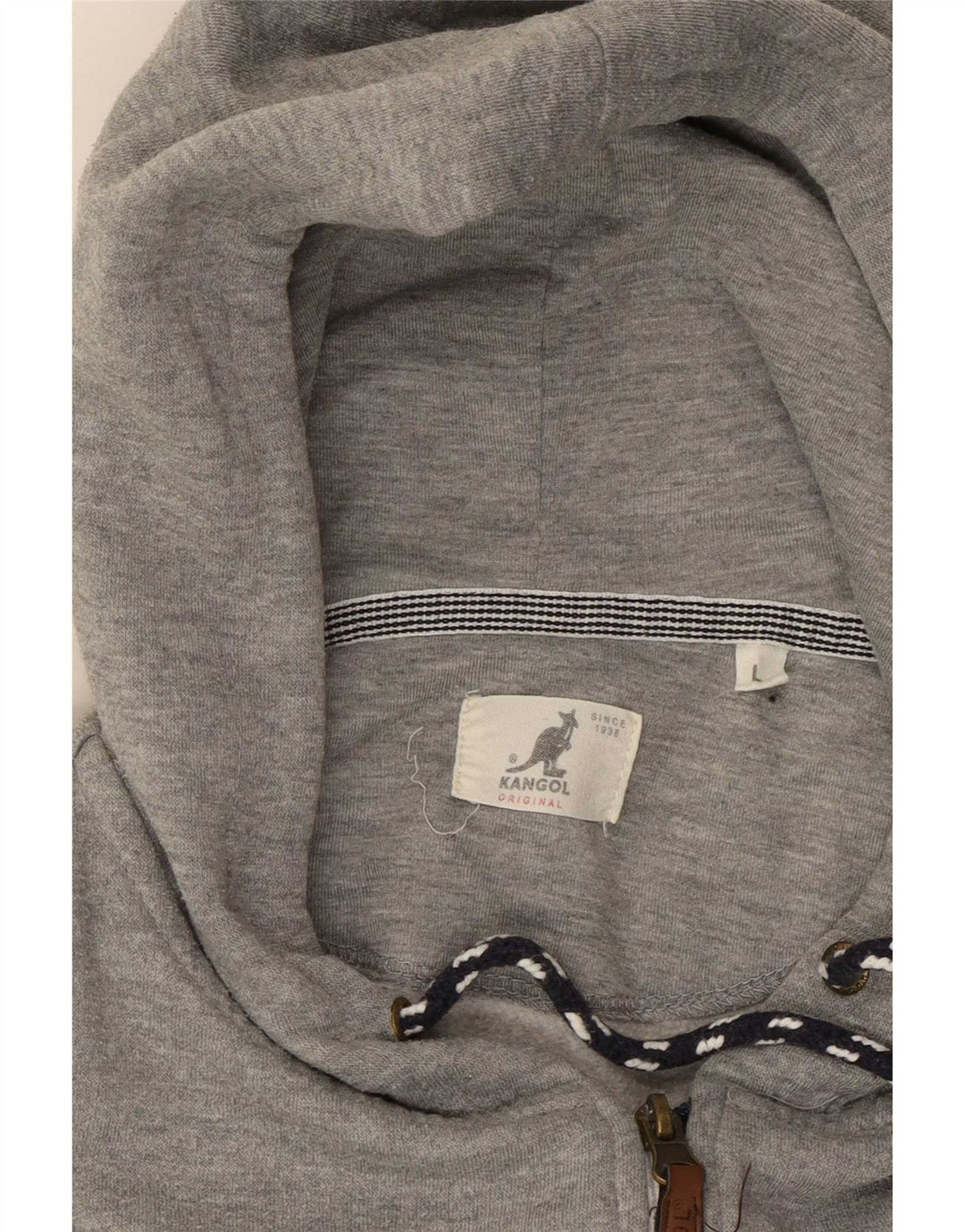 Suéter masculino Kangol com capuz e zíper grande cinza