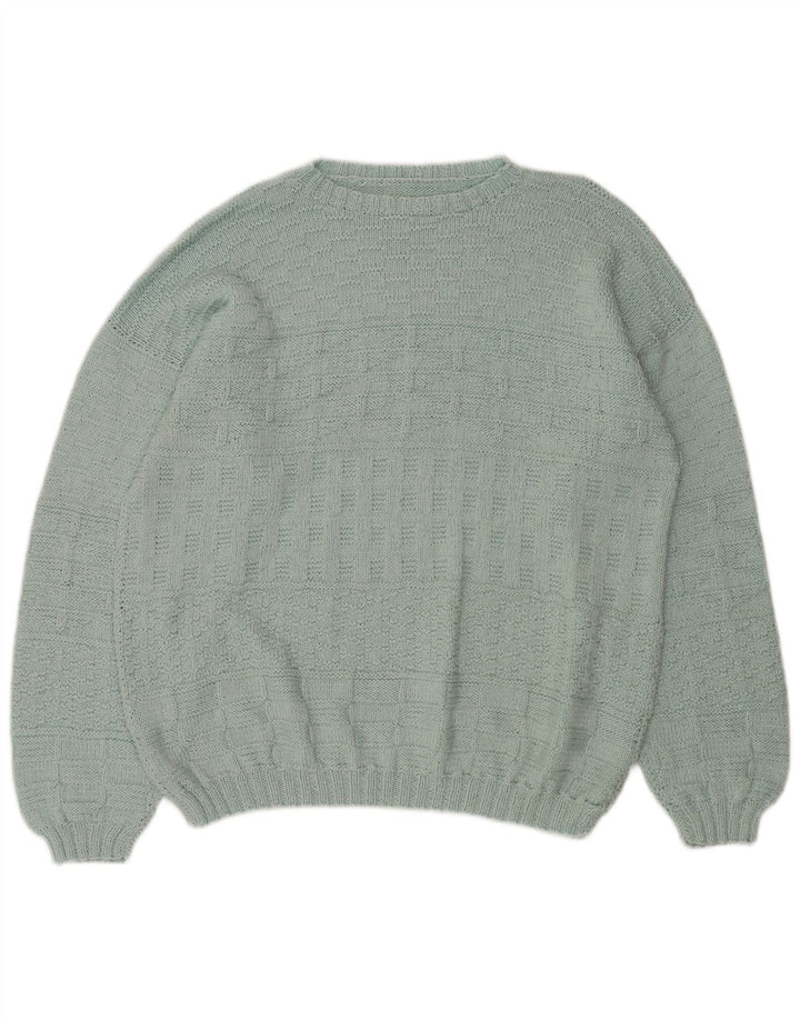 Suéter feminino VINTAGE com gola canoa UK 20 2XL turquesa