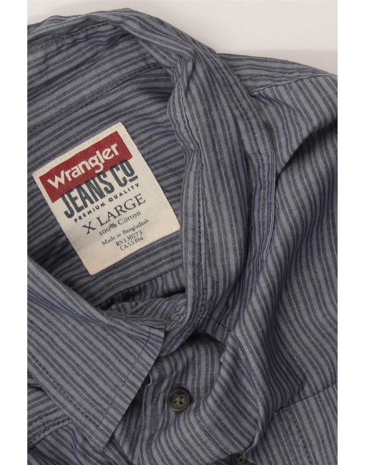 Camisa masculina Wrangler XL algodão listrado azul