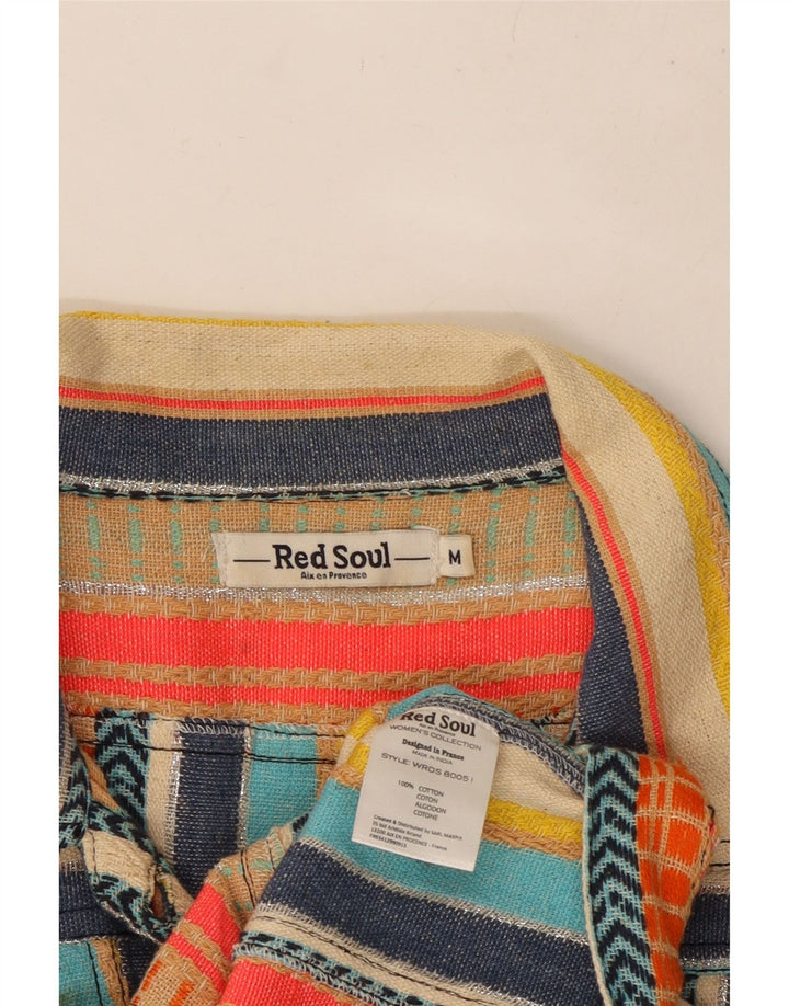 Jaqueta utilitária feminina VINTAGE UK 12 algodão listrado médio multicolorido