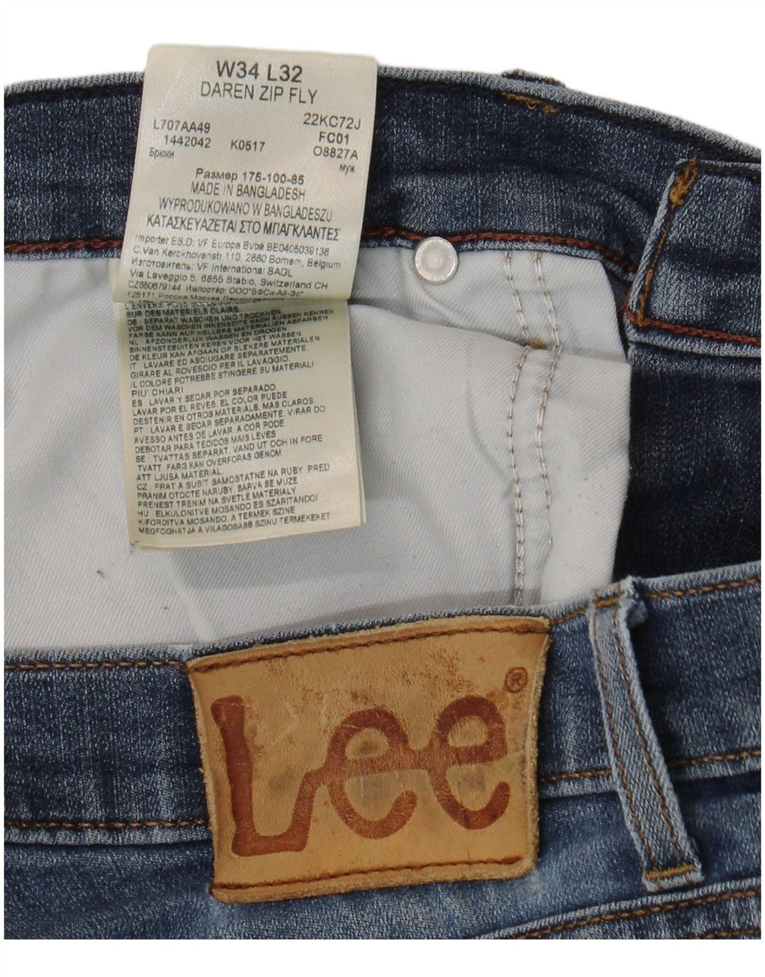 LEE Masculino Daren Zip Fly Slim Jeans W34 L32 Azul Algodão