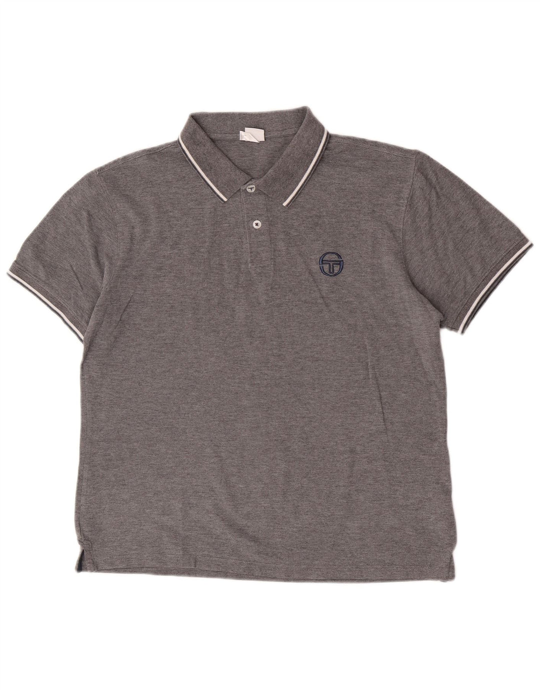 Camisa polo masculina Sergio Tacchini Slim Fit grande algodão cinza
