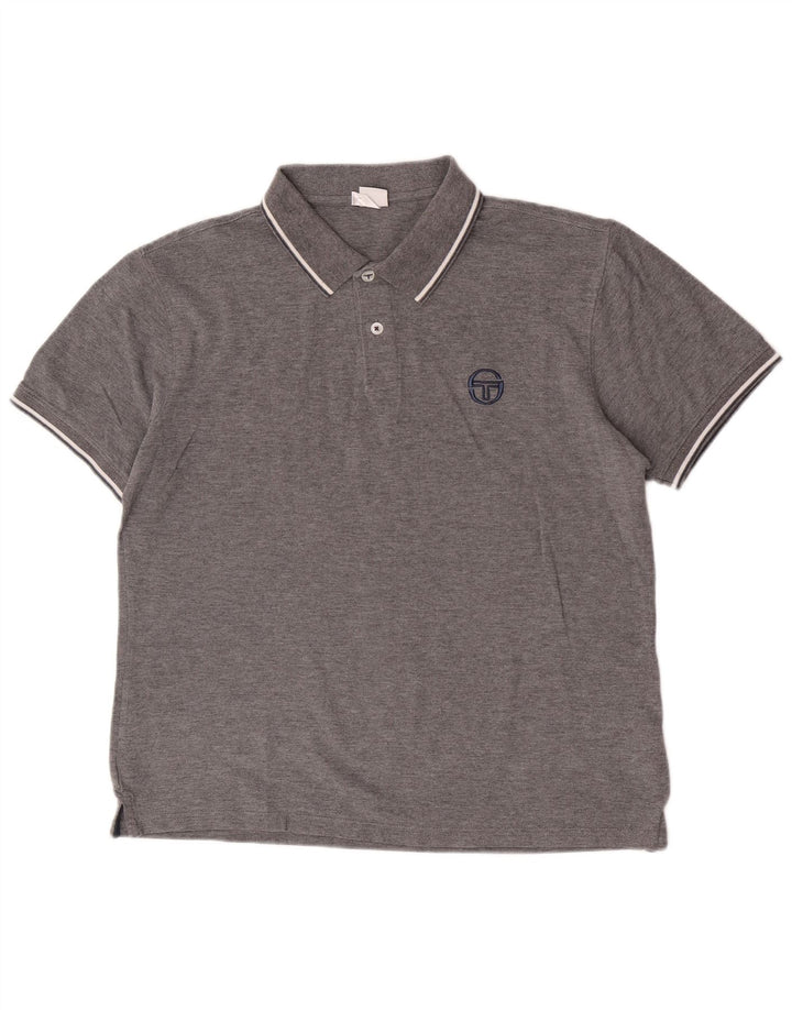 Camisa polo masculina Sergio Tacchini Slim Fit grande algodão cinza