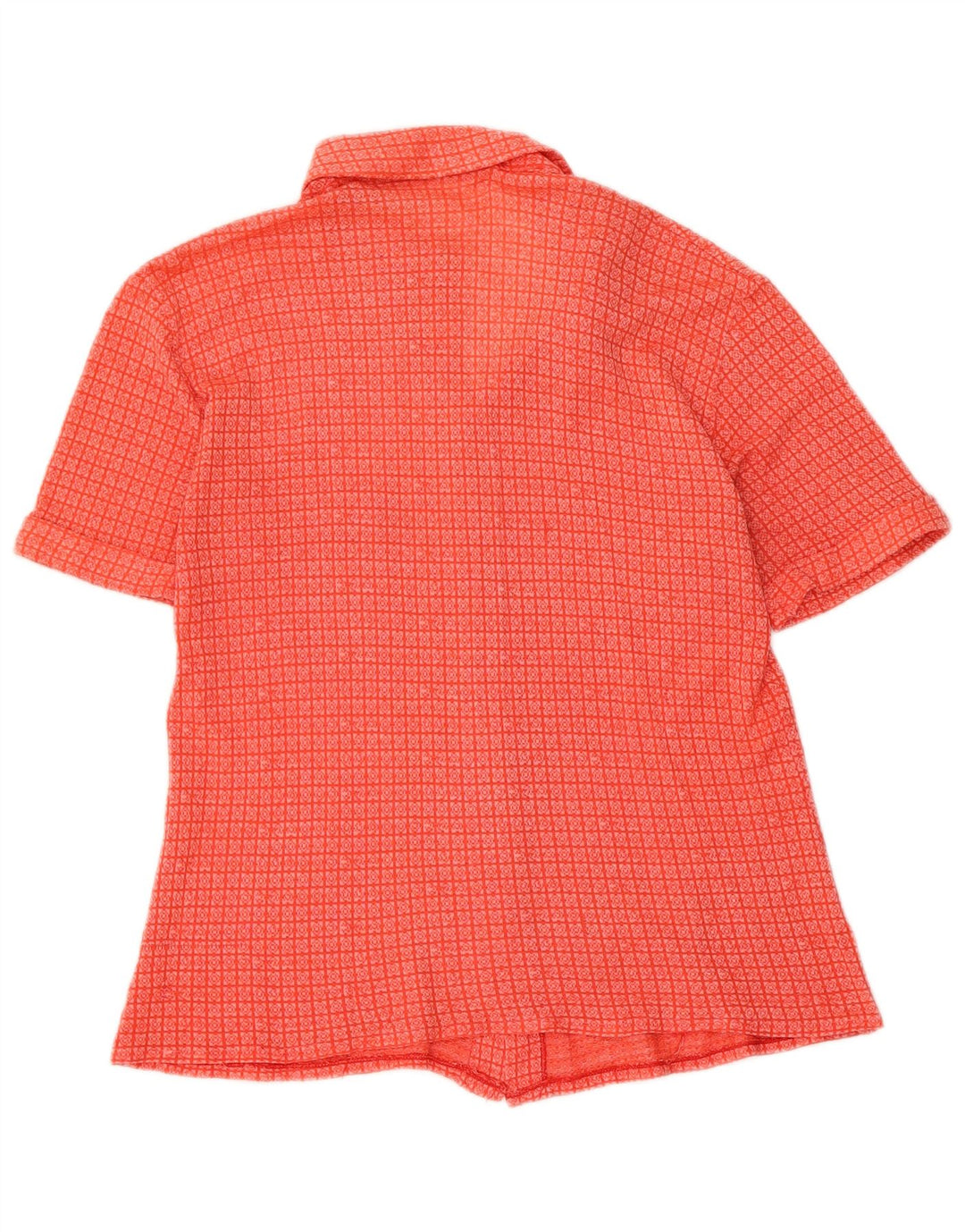 Blusa feminina vintage de manga curta UK 14 média vermelha geométrica