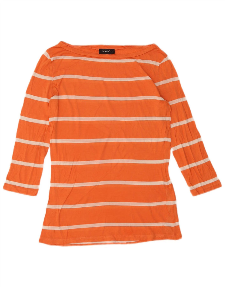 Top feminino manga 3/4 da Max & Co. UK 10 seda listrada laranja pequena
