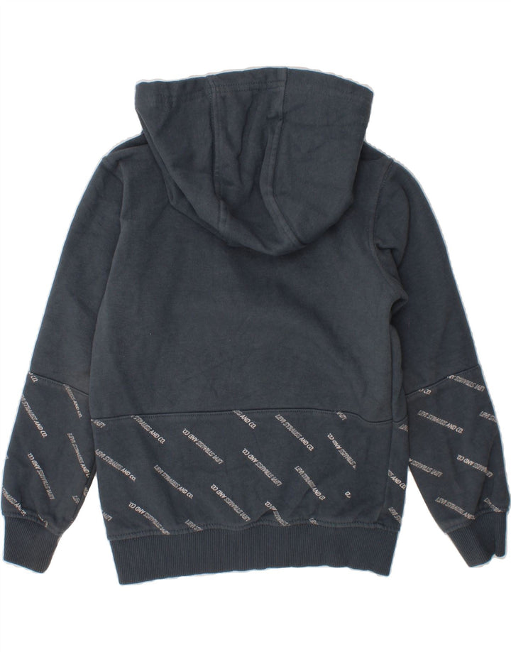 LEVI'S Boys Graphic Hoodie Jumper 3-4 Years XS Navy Blue Cotton Vintage Levi's and Second-Hand Levi's from Messina Hembry 