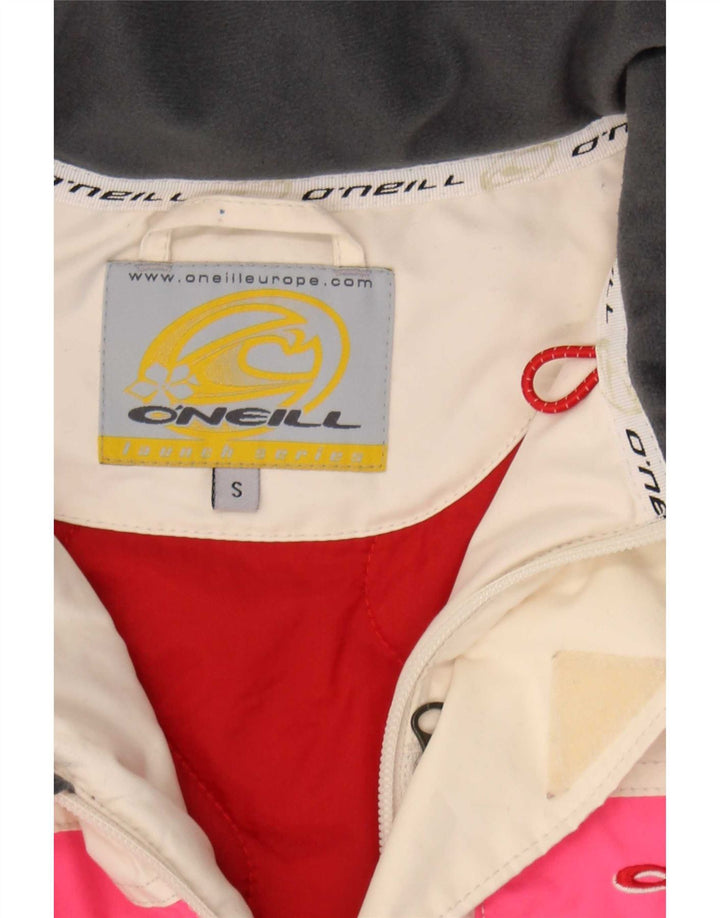 Jaqueta corta-vento feminina O'Neill UK 10 poliéster colorblock branco pequeno