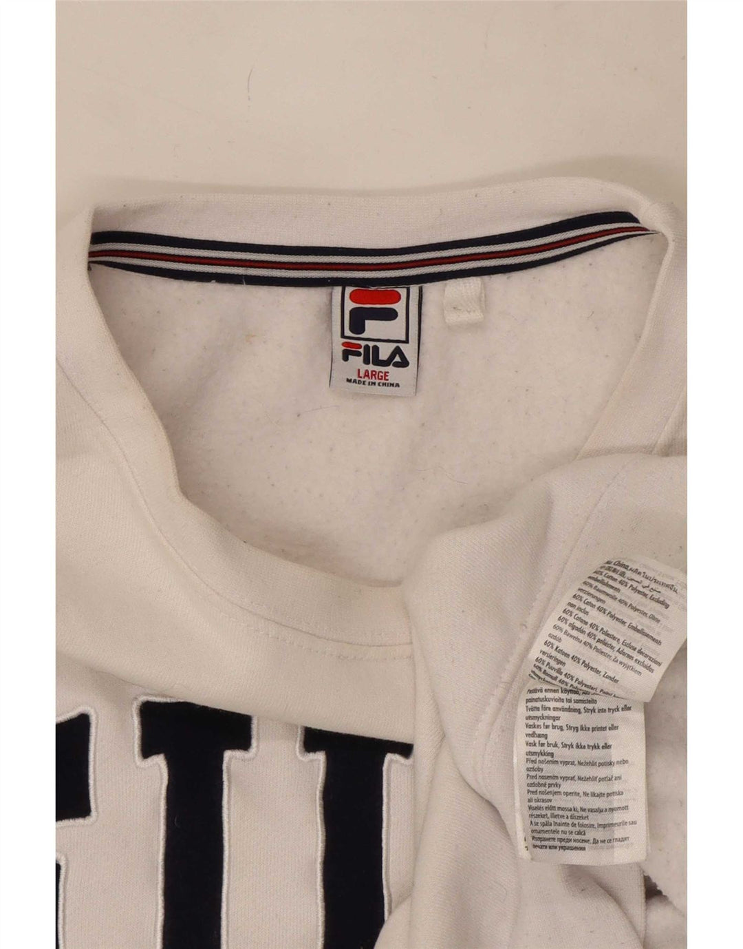 Fila moletom gráfico masculino jumper grande algodão branco