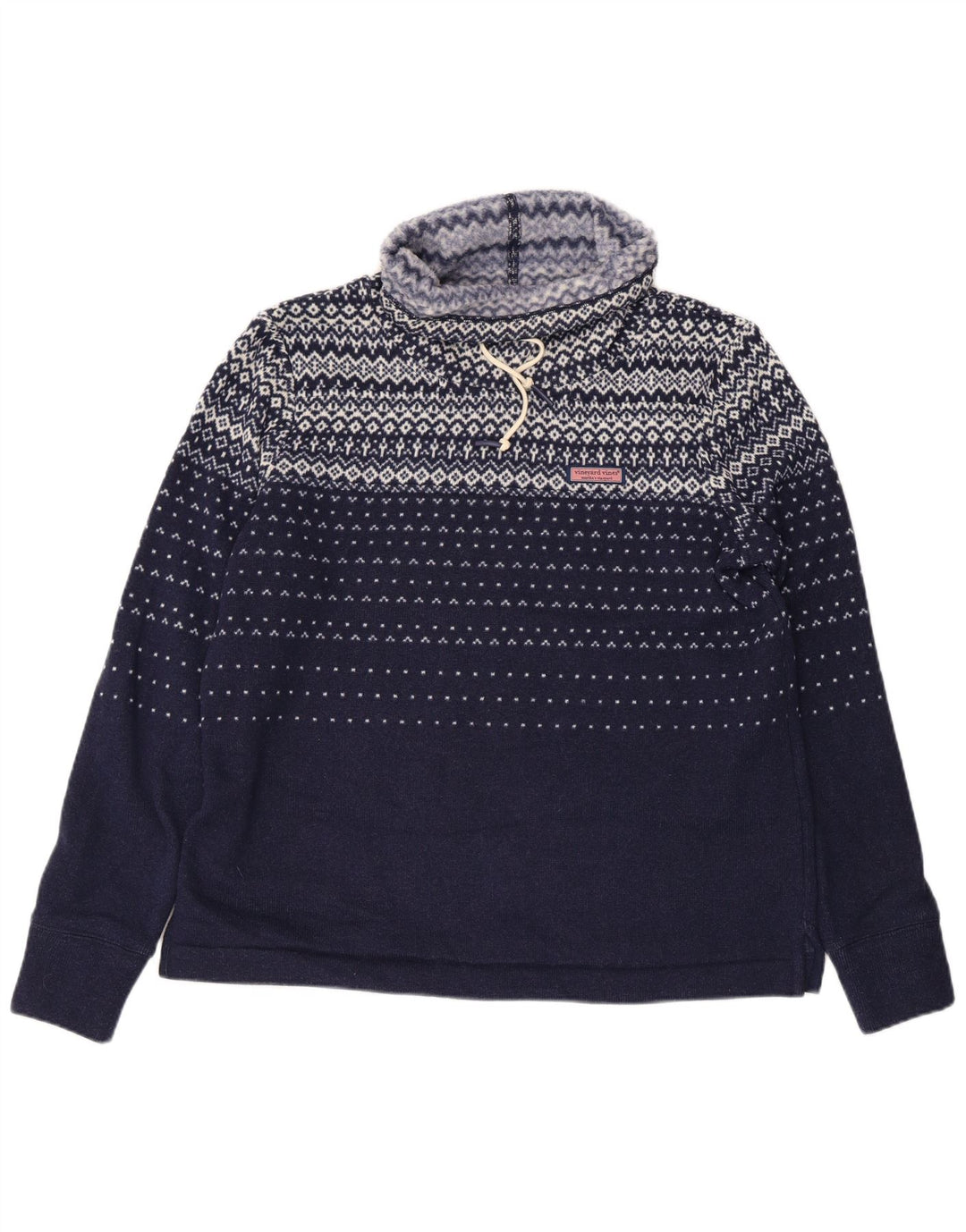 Suéter feminino VINEYARD VINES UK 14 médio azul marinho Fair Isle