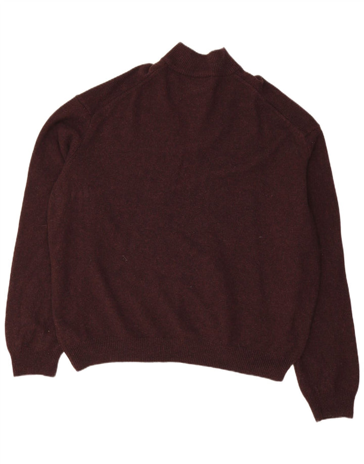Suéter masculino MARKS & SPENCER com zíper e gola 4XL lã cor de vinho