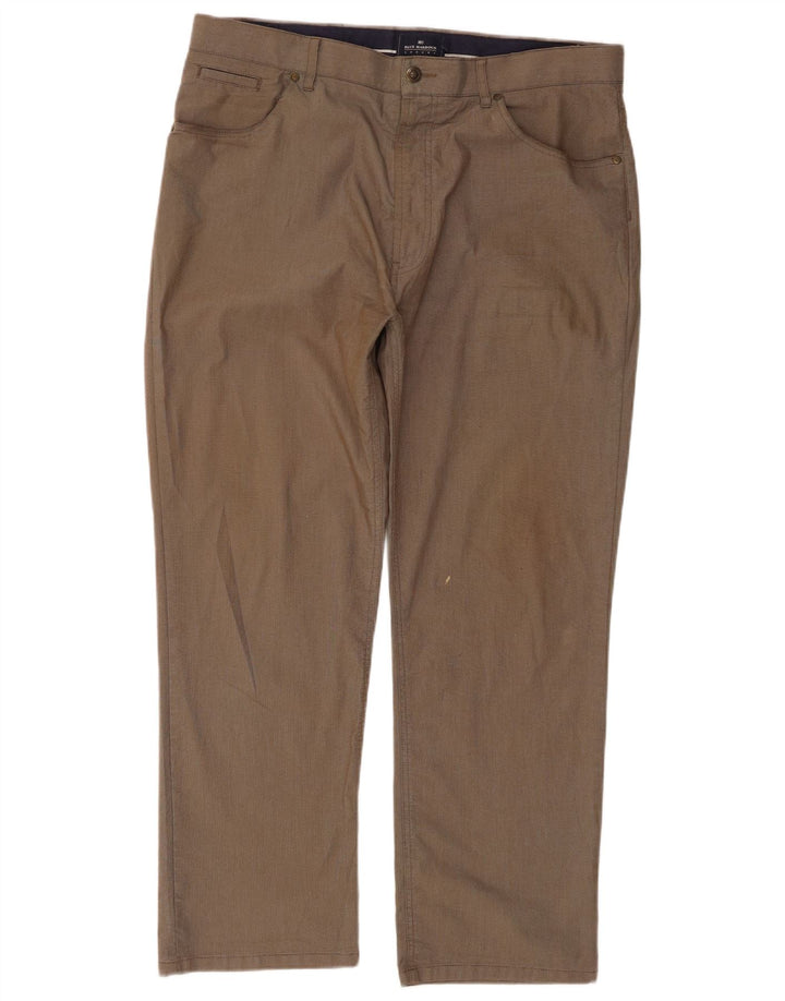 Calças masculinas Marks & Spencer Blue Harbor Chino W38 L29 xadrez marrom