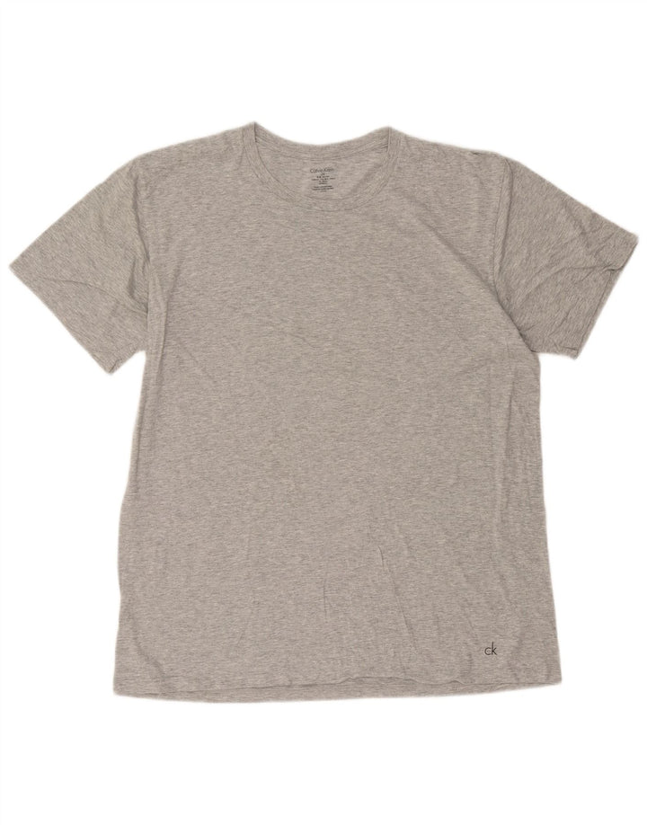 Camiseta masculina Calvin Klein grande cinza manchada
