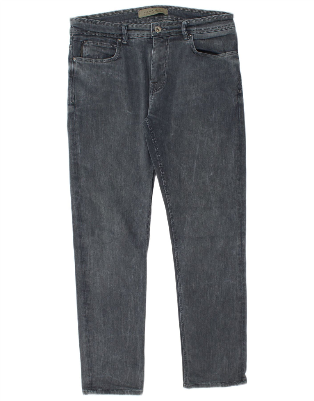 Zara Mens Slim Jeans EU 42 Grande W32 L28 Algodão Cinza