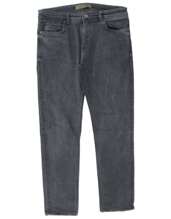 Zara Mens Slim Jeans EU 42 Grande W32 L28 Algodão Cinza