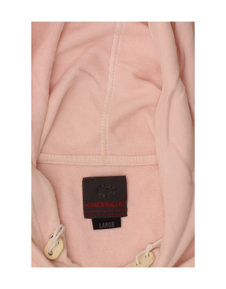 ENERGIE Womens Hoodie Jumper UK 16 Large Pink Colourblock Vintage Energie and Second-Hand Energie from Messina Hembry 