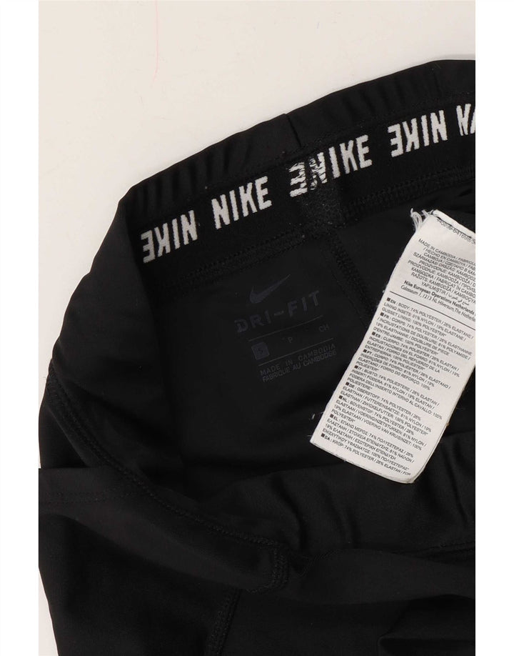 Leggings femininas Nike Dri Fit pequenas listradas pretas de poliéster