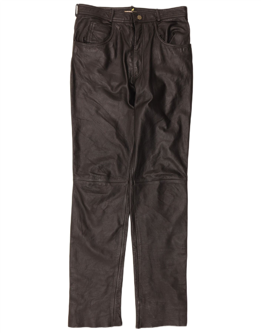Calça masculina de couro slim Linus W34 L34 preta
