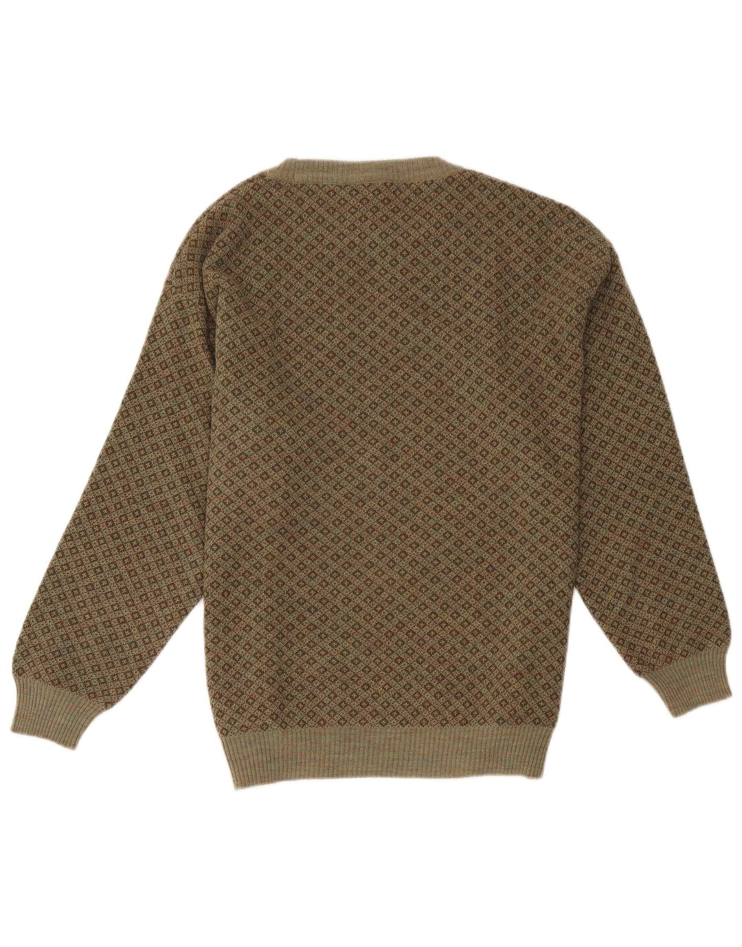 Suéter masculino Rodes com gola redonda e lã geométrica cáqui XL
