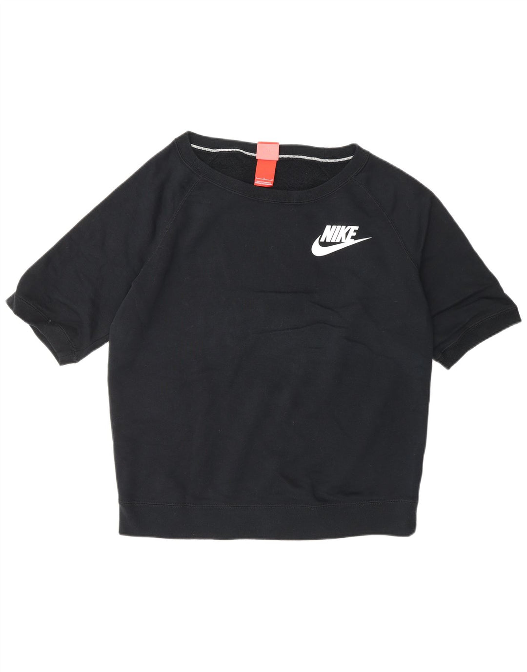NIKE feminino manga curta moletom jumper UK 16 grande algodão preto