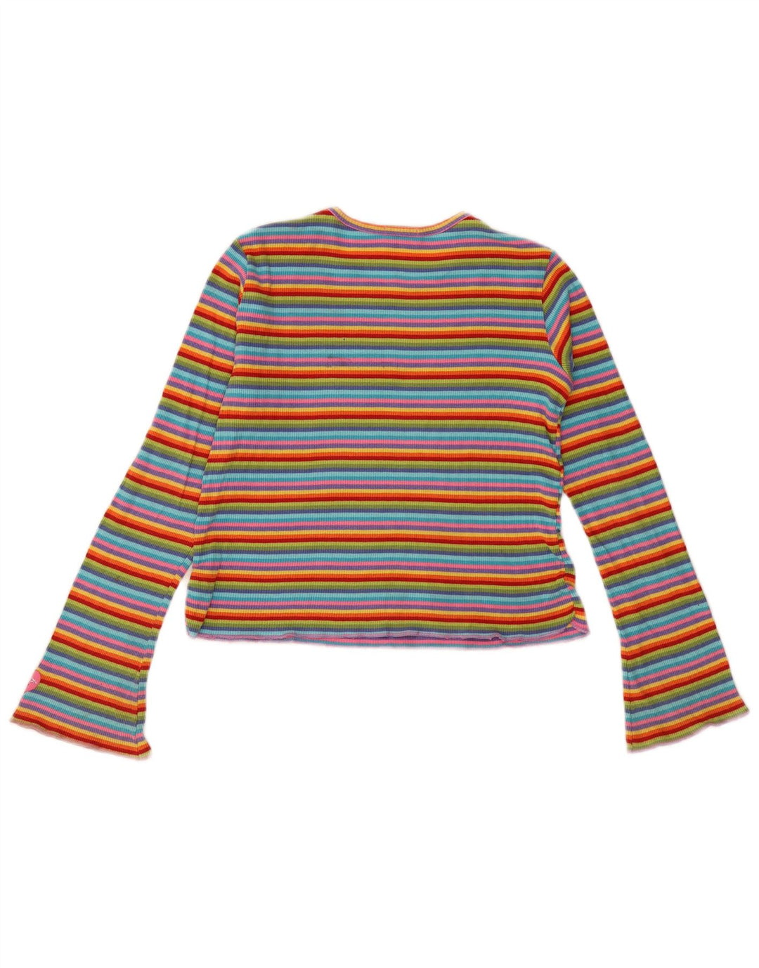 Top gráfico feminino Benetton manga comprida 11-12 anos XL listrado multicolorido