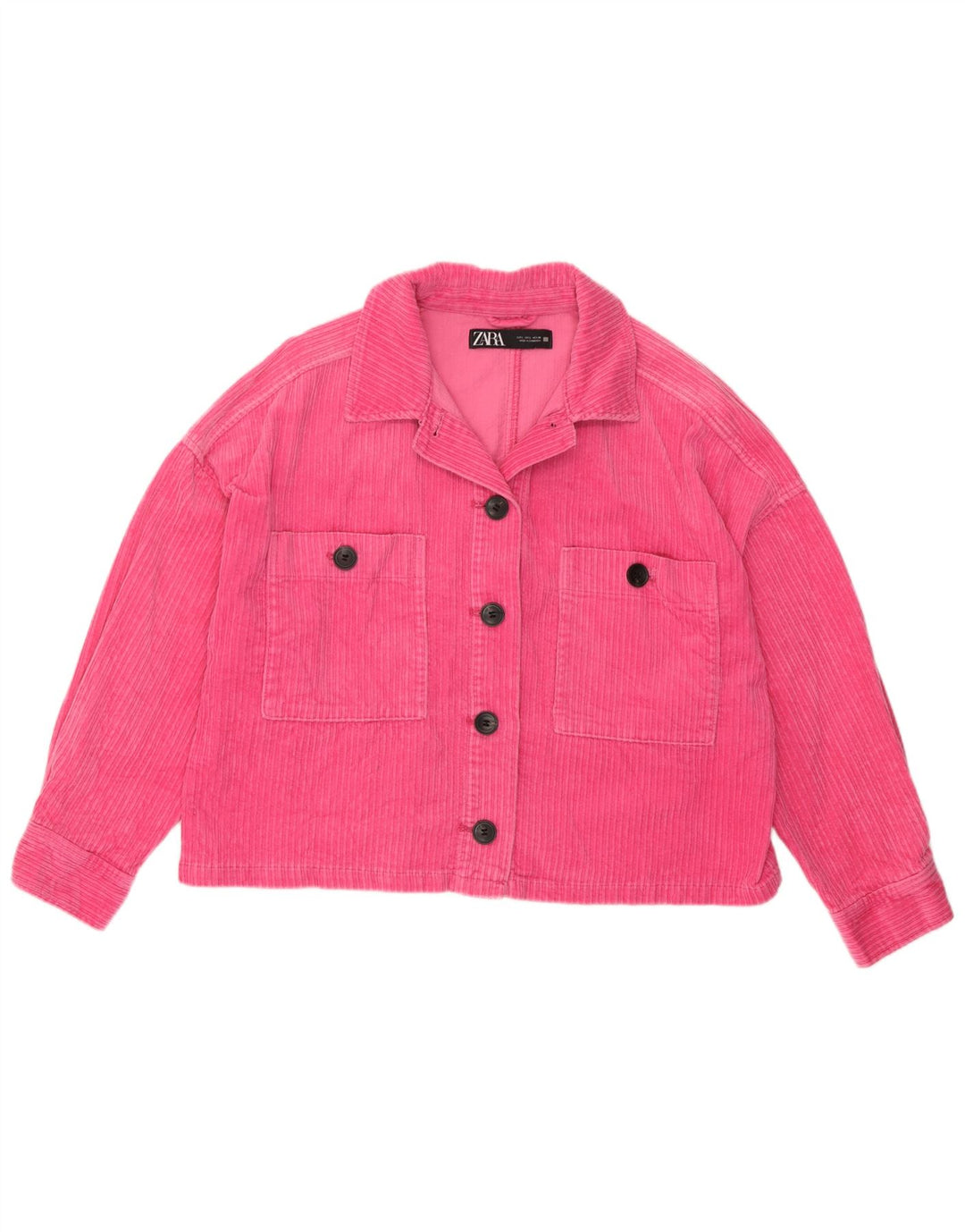 Jaqueta feminina de veludo cotelê Zara UK 16 grande algodão rosa