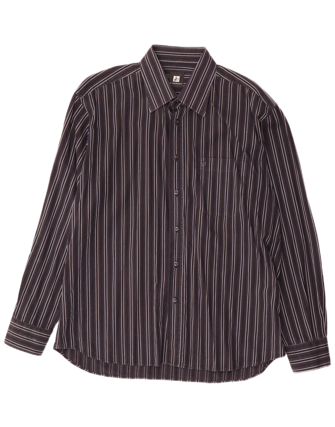 Camisa masculina Roccobarocco tamanho 43 17 XL algodão listrado cinza