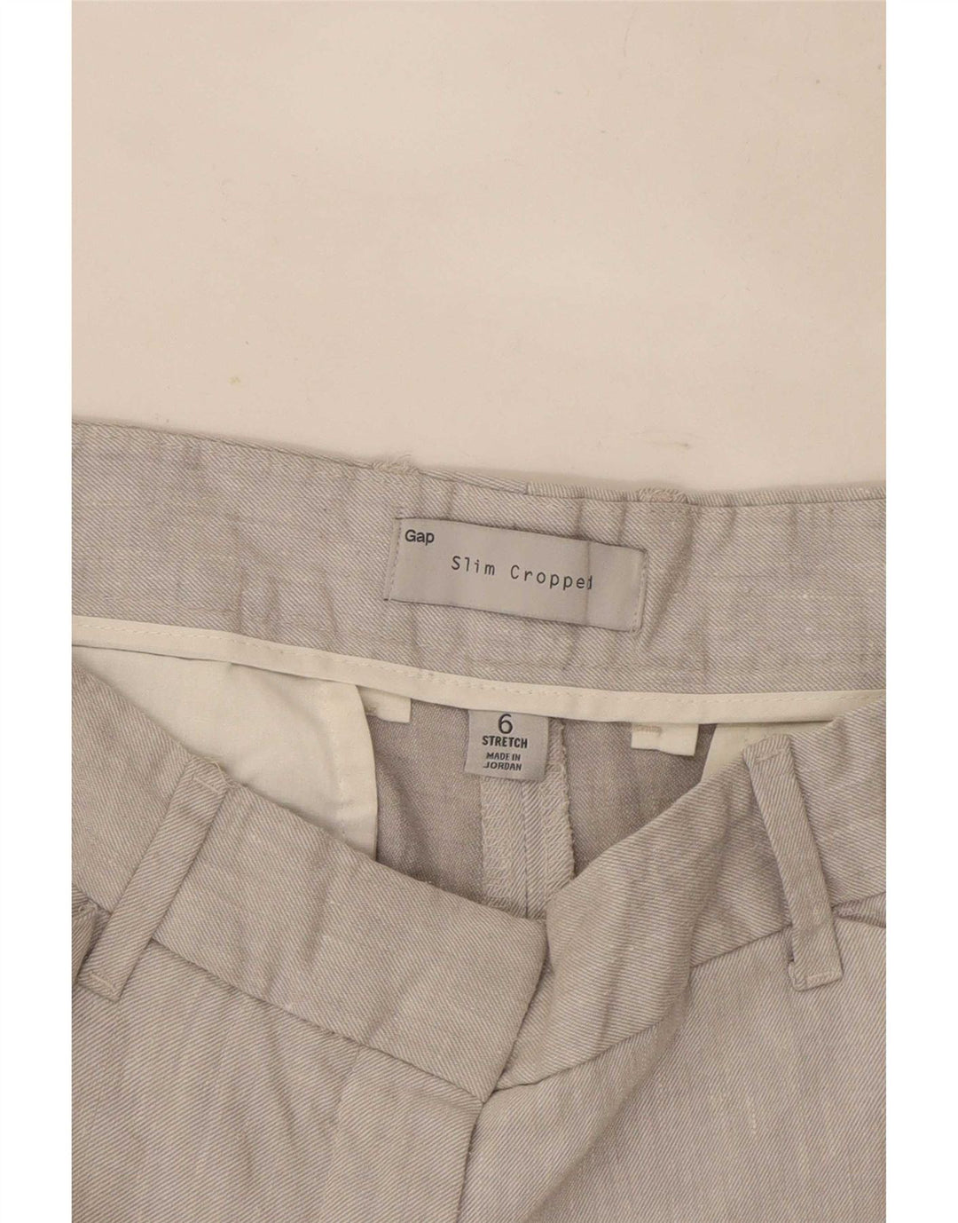 Calça feminina Gap Slim Cropped US 6 Médio W30 L24 Cinza